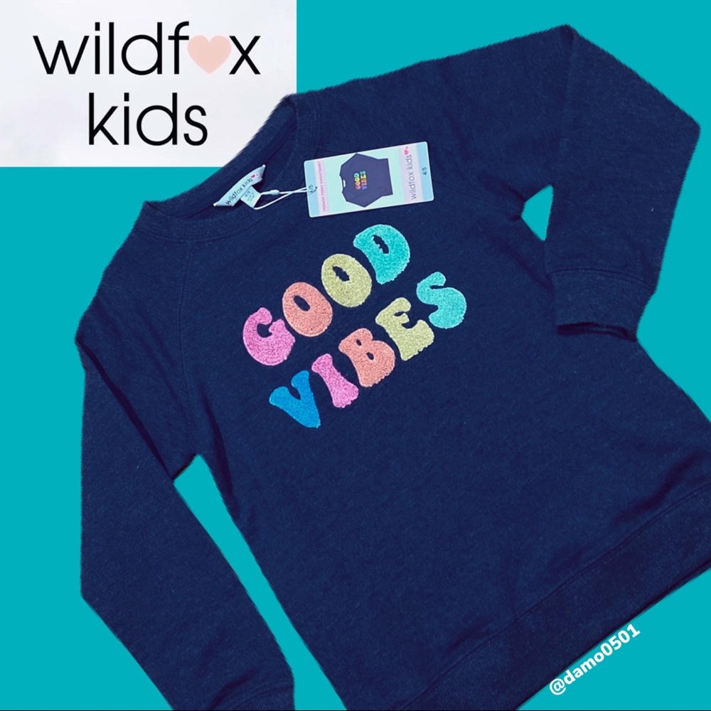 NWT Wildfox Soft “Good Vibes” Blue Sweatshirt - Picture 1 of 3